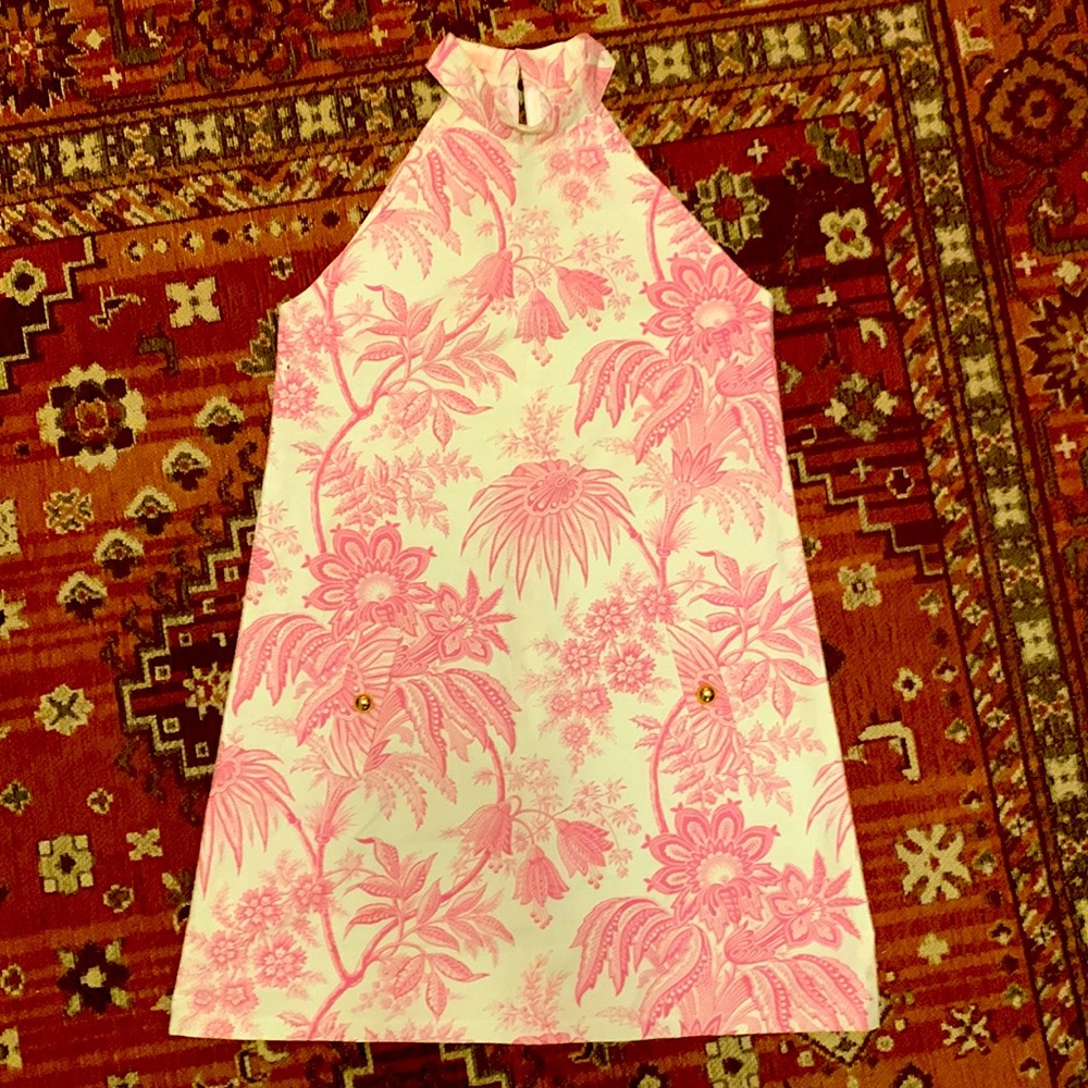 Pink Floral Halter Mini Dress